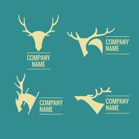 Set van stag hoofden logogram en logotype ontwerpelementen vector