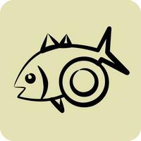 icoon gebakken vis. geschikt voor zeevruchten symbool. hand- getrokken stijl. gemakkelijk ontwerp bewerkbaar. ontwerp sjabloon vector