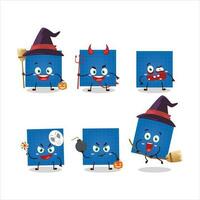 halloween uitdrukking emoticons met tekenfilm karakter van blauwdruk papier vector