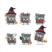 halloween uitdrukking emoticons met tekenfilm karakter van kantoor kopieerapparaat vector