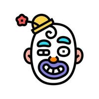 clown hoofd tonen kleur icoon vector illustratie