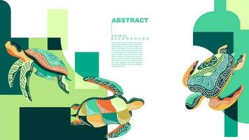 vector abstract drie schildpadden achtergrond ontwerp, exotisch kleurrijk achtergrond
