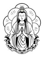 vector icoon van guanyin bodhisattva Aziatisch godheid