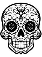 spaans erfgoed suiker schedel goudsbloem feestelijk dia de los Muertos vector icoon