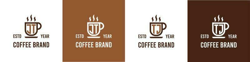 brief jt en tj koffie logo, geschikt voor ieder bedrijf verwant naar koffie, thee, of andere met jt of tj initialen. vector