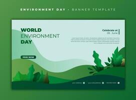 landschap achtergrond in groen tekenfilm ontwerp voor wereld milieu dag sjabloon ontwerp vector