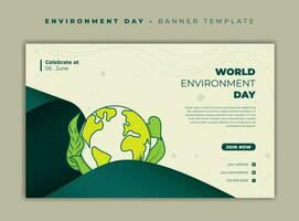 wereld milieu dag achtergrond sjabloon met tekenfilm lijn kunst van aarde ontwerp vector