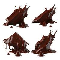 reeks van 3d chocola plons met chocola bar vector