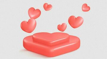 3d Valentijn rood hart podium plastic platform vector