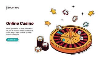 online casino isometrische landen bladzijde, web banier vector