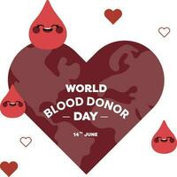 vlak ontwerp vector schattig wereld bloed schenker dag 14 juni