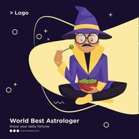 ontwerp van de banner van 's werelds beste astroloog cartoon stijlsjabloon vector