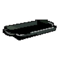 zwart ijzer koekepan spel pixel kunst vector illustratie