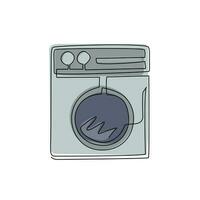 continu één lijntekening modern wasmachine-logo. elektrische kledingwas- en schoonmaakservice. bewerkbaar ontwerp voor winkel, winkel, bedrijf. enkele lijn tekenen ontwerp vectorillustratie vector