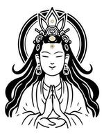 vector icoon van guanyin bodhisattva Aziatisch godheid