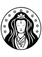 vector icoon van guanyin bodhisattva Aziatisch godheid