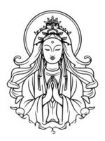 vector icoon van guanyin bodhisattva Aziatisch godheid