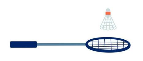 badminton racket en shuttle semi vlak kleur vector voorwerp. badminton sport- apparatuur. bewerkbare tekenfilm klem kunst icoon Aan wit achtergrond. gemakkelijk plek illustratie voor web grafisch ontwerp