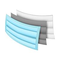 drie lagen medisch masker, pm 2.5 luchtfiltering en virusbescherming, vectorillustratie vector