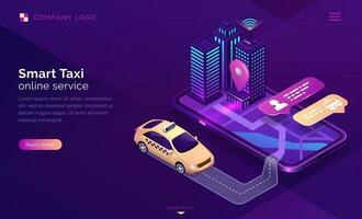 slim taxi online onderhoud isometrische landen bladzijde vector