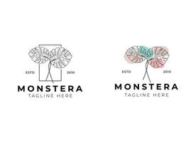 monstera logo ontwerp vector