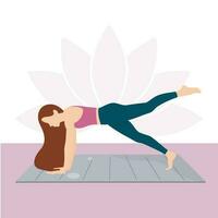 sport- meisje. Dames aan het doen fitheid, yoga en uitrekken. slank meisje aan het doen geschiktheid. Dames praktijk sport. pilates concept vector