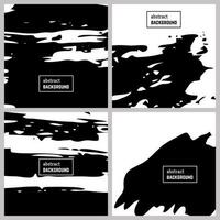 reeks van vier hand- getrokken achtergronden met abstract borstel slagen. minimaal zwart en wit banier ontwerp. vector illustratie