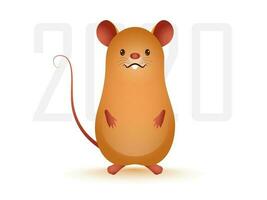 2020 tekst met bruin Rat tekenfilm Aan wit achtergrond voor Chinese nieuw jaar viering. vector