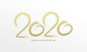 creatief 2020 tekst geschreven door gouden glinsterende borstel Aan wit achtergrond. vector