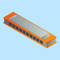 3d mondharmonica element Aan blauw achtergrond. vector