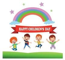 een poster voor de kinderen dag met de woorden gelukkig kinderen dag vector