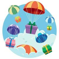 geschenk airdrop Aan wit vector