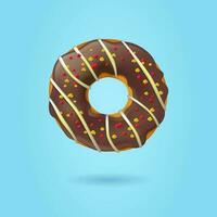 vector realistisch donut illustratie. chocola glazuur. donut geïsoleerd Aan een blauw achtergrond. donut, ontbijt, toetje