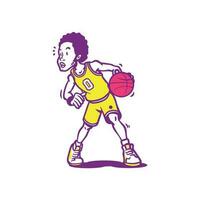 dribbelen basketbal speler tekenfilm vector