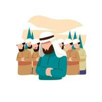 een tekenfilm van een Mens met een baard en een blauw overhemd met de woorden al - adha vector