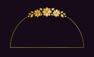 goud meetkundig bloemen kader sjabloon. luxe gouden kader grens voor nodig uit, bruiloft, certificaat. vector kunst met bloemen en bladeren.
