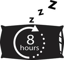 8 uren slaap icoon. slapen tijd teken. tijd naar bed symbool. vlak stijl. vector