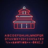 tempel van de hemel neon licht pictogram vector