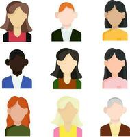 pictogrammen gekleurde avatars mannen en Dames mensen van verschillend leeftijden en nationaliteiten gezichtsloos vector