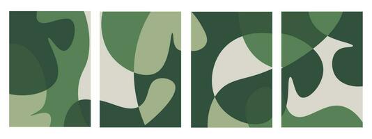 reeks van abstract achtergrond groen met vloeistof golvend vormen. vector verticaal banier