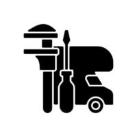 rv onderhoud zwarte glyph pictogram vector