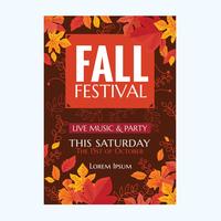 Vector Autumn Party Poster of Fall Festival met bladeren en hand getrokken