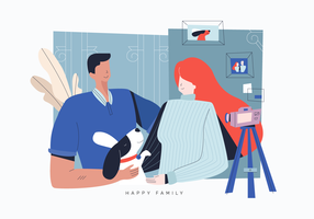 Hondenliefhebber Happy Family Vector Flat Illustration