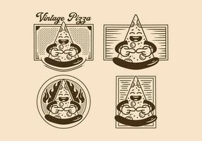 wijnoogst illustratie van een plak pizza vector