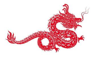 Chinese draak rood modern patroon. geïsoleerd Aan wit achtergrond voor kaart ontwerp afdrukken media. China maan- kalender dier gelukkig Chinese nieuw jaar. vector eps 10 illustratie.