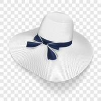 wit breedgerand hoed met blauw boog geïsoleerd vector illustratie