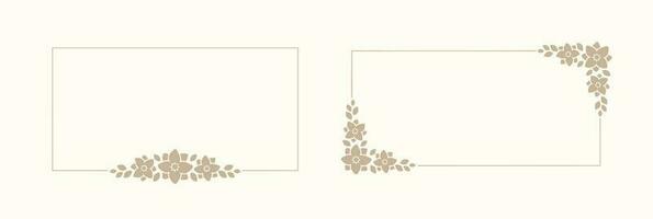 reeks van rechthoek bloemen kader en grenzen. boho lijn bruiloft bloemen, bladeren voor uitnodiging opslaan de datum kaart. botanisch esthetisch rustiek modieus groen ontwerp vector illustratie.