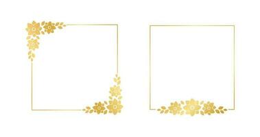 plein goud bloemen kader verzameling set. luxe gouden kader grens voor nodig uit, bruiloft, certificaat. vector kunst met bloemen en bladeren.