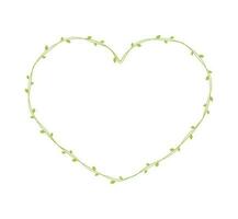 hart vorm kader gemaakt van vers groen Liaan bladeren, valentijnsdag dag, voorjaar zomer gemakkelijk minimaal ontwerp element, liefde concept vector