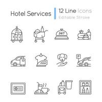 hoteldiensten lineaire pictogrammen instellen vector